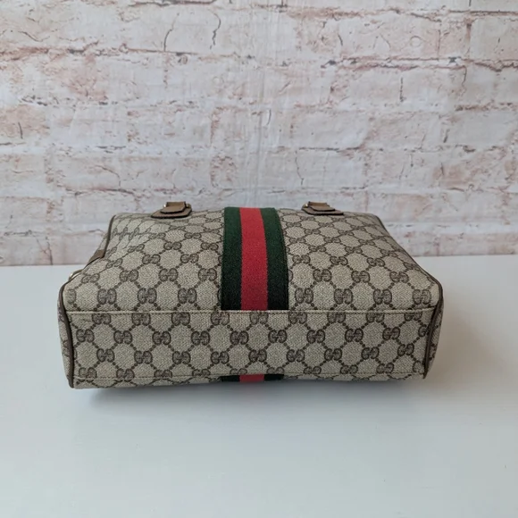 Gucci Beige and Green Satchel Bag - Picture 10 of 16
